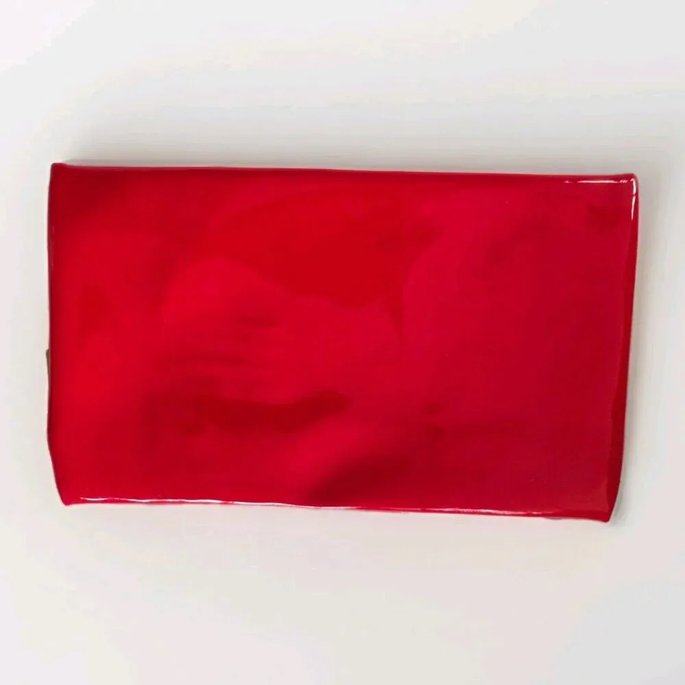 CAROLINA HERRERA Good Girl Red Glossy Patent Clutch Bag‎ 6x11” FREE SHIPPING